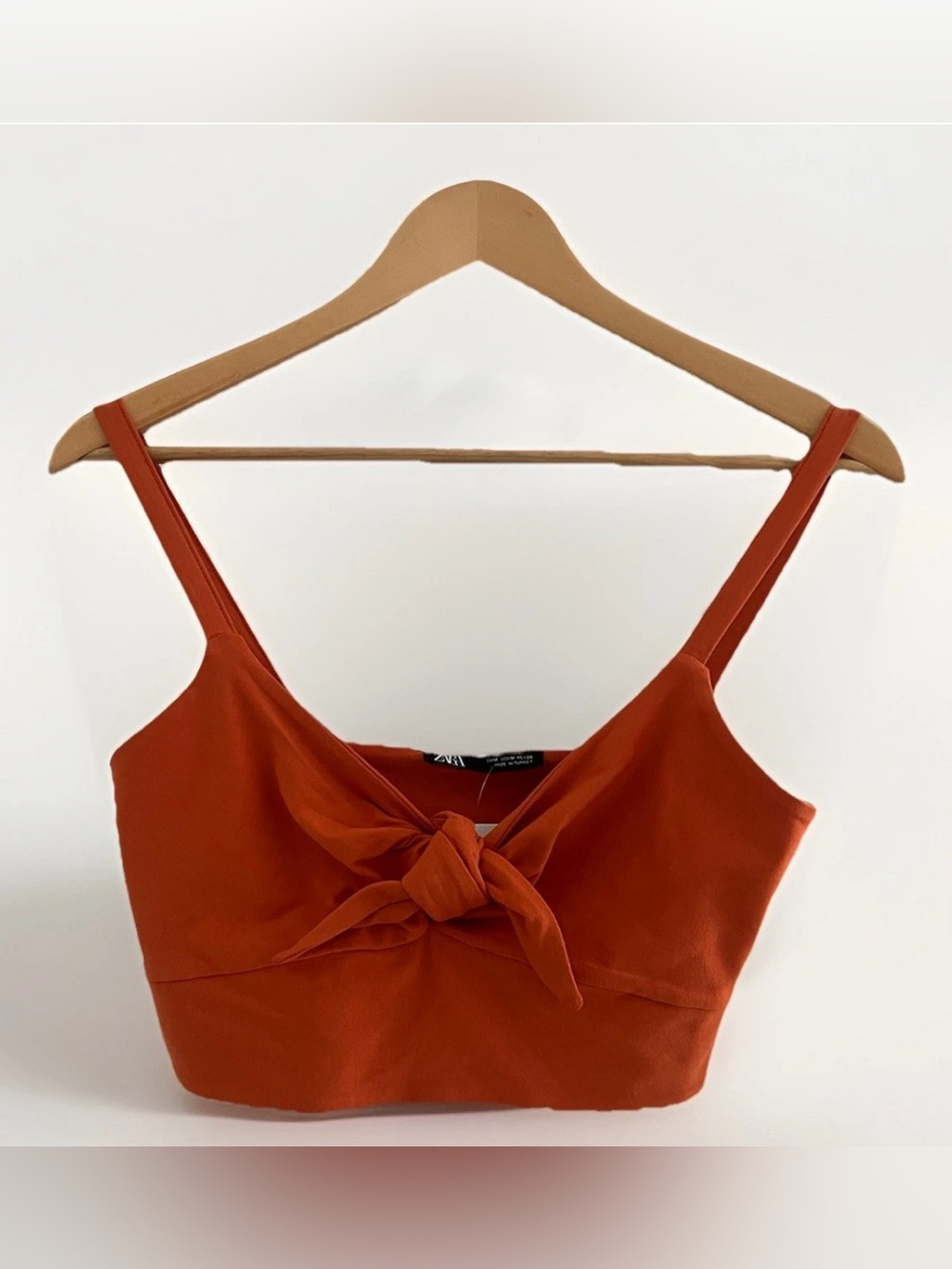 NEW Zara Tie-Front Crop Top Orange Medium